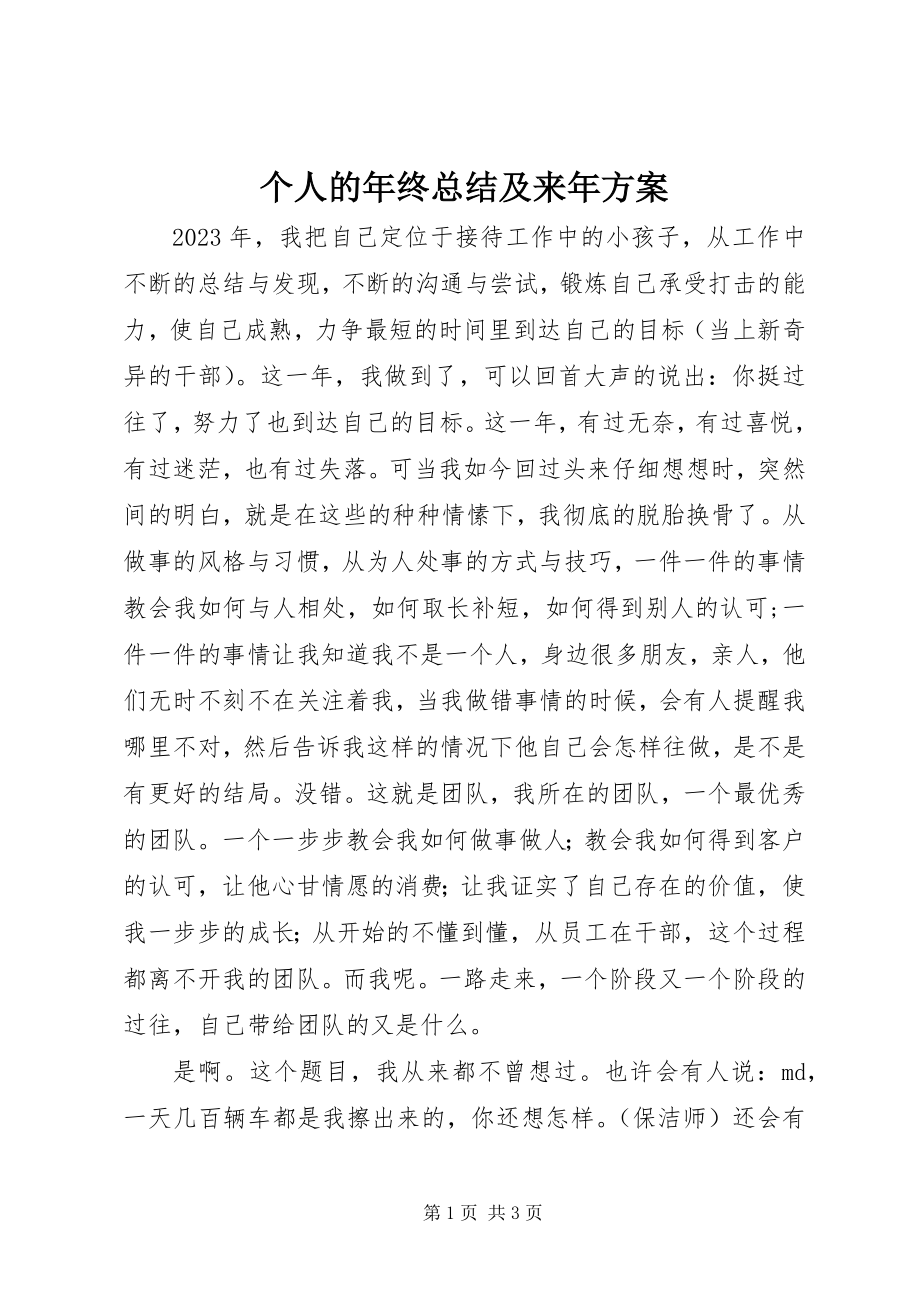 2023年个人的年终总结及来年计划.docx_第1页