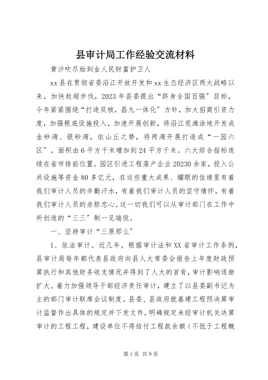 2023年县审计局工作经验交流材料.docx_第1页