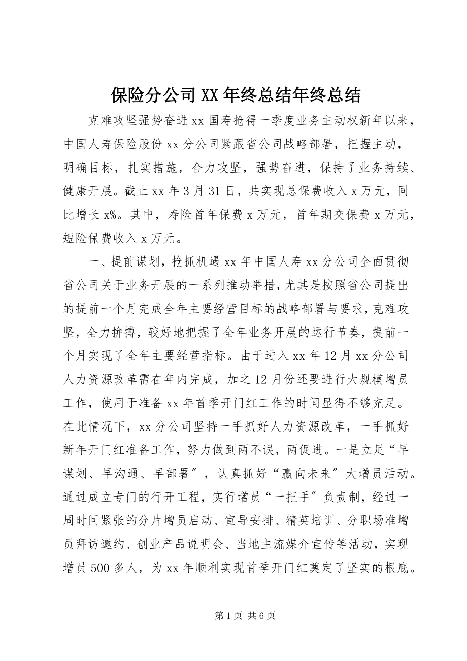 2023年保险分公司终总结年终总结新编.docx_第1页