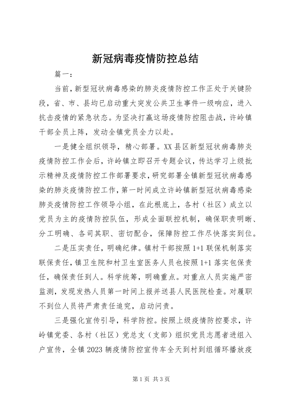 2023年新冠病毒疫情防控总结.docx_第1页