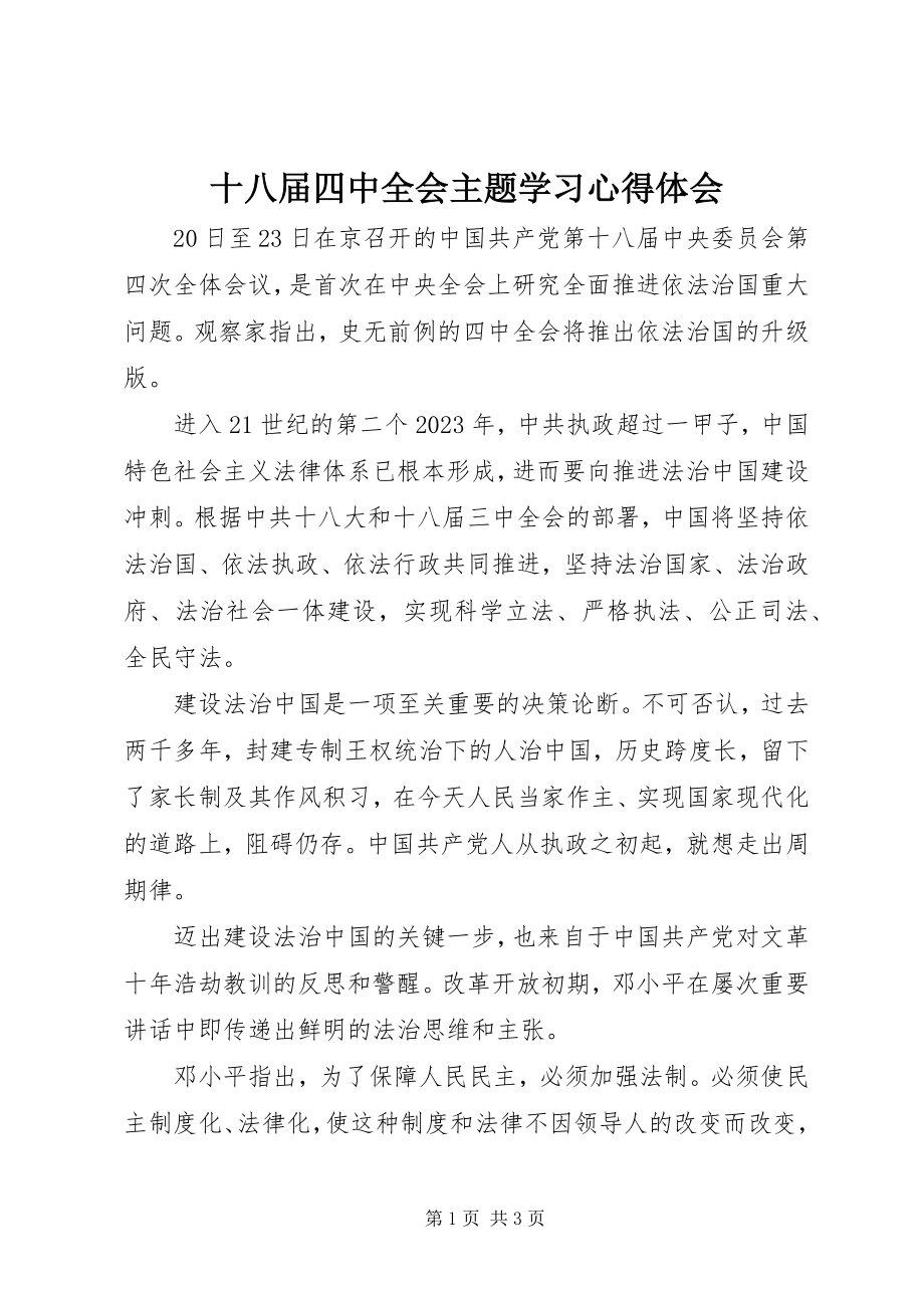 2023年十八届四中全会主题学习心得体会.docx_第1页