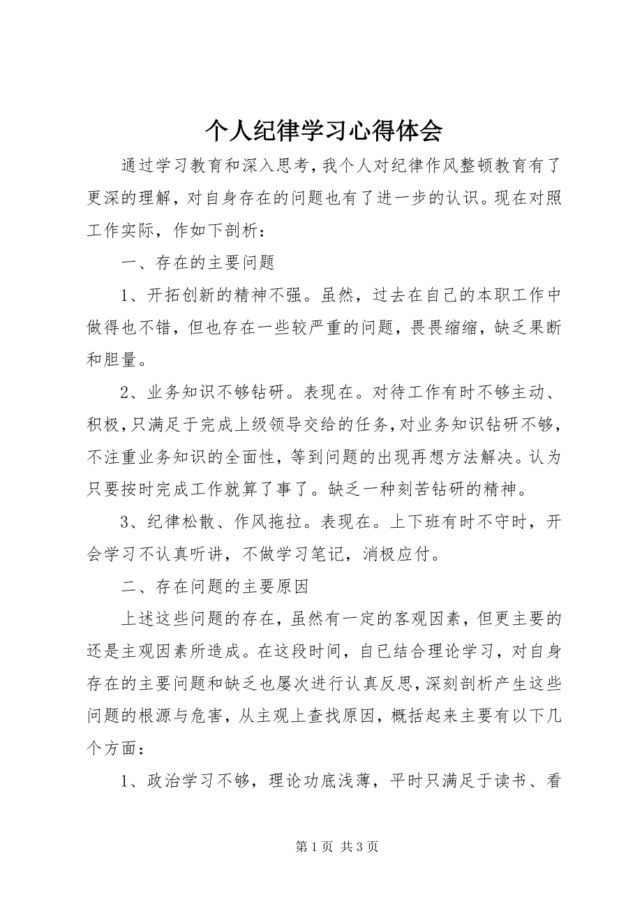 2023年个人纪律学习心得体会.docx_第1页