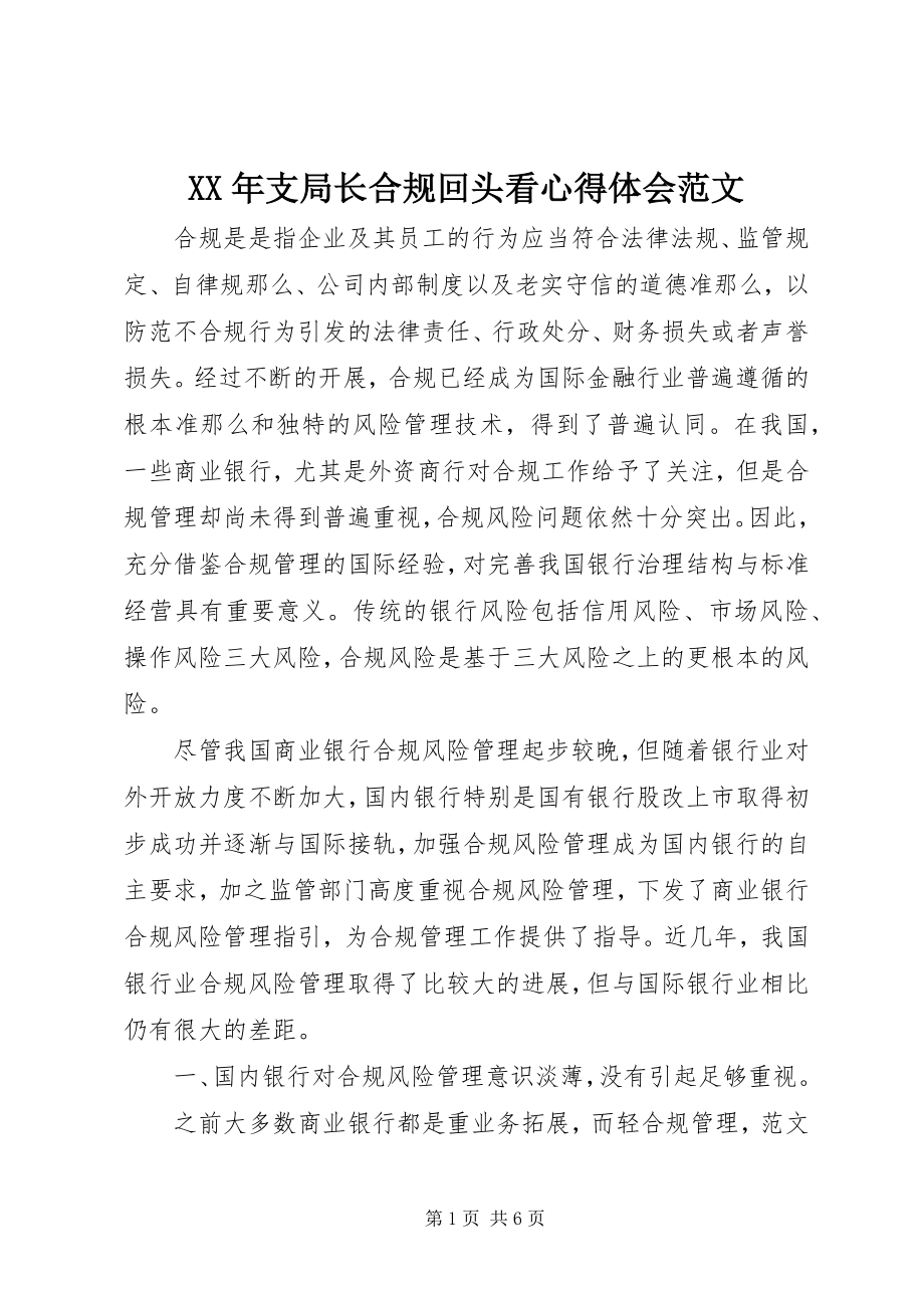 2023年支局长合规回头看心得体会.docx_第1页