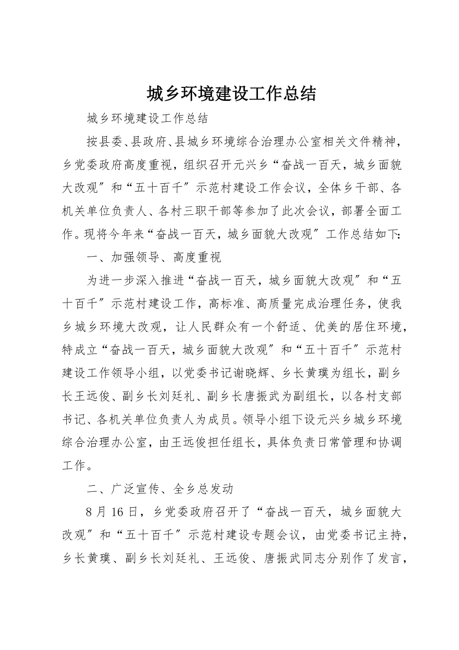 2023年城乡环境建设工作总结.docx_第1页