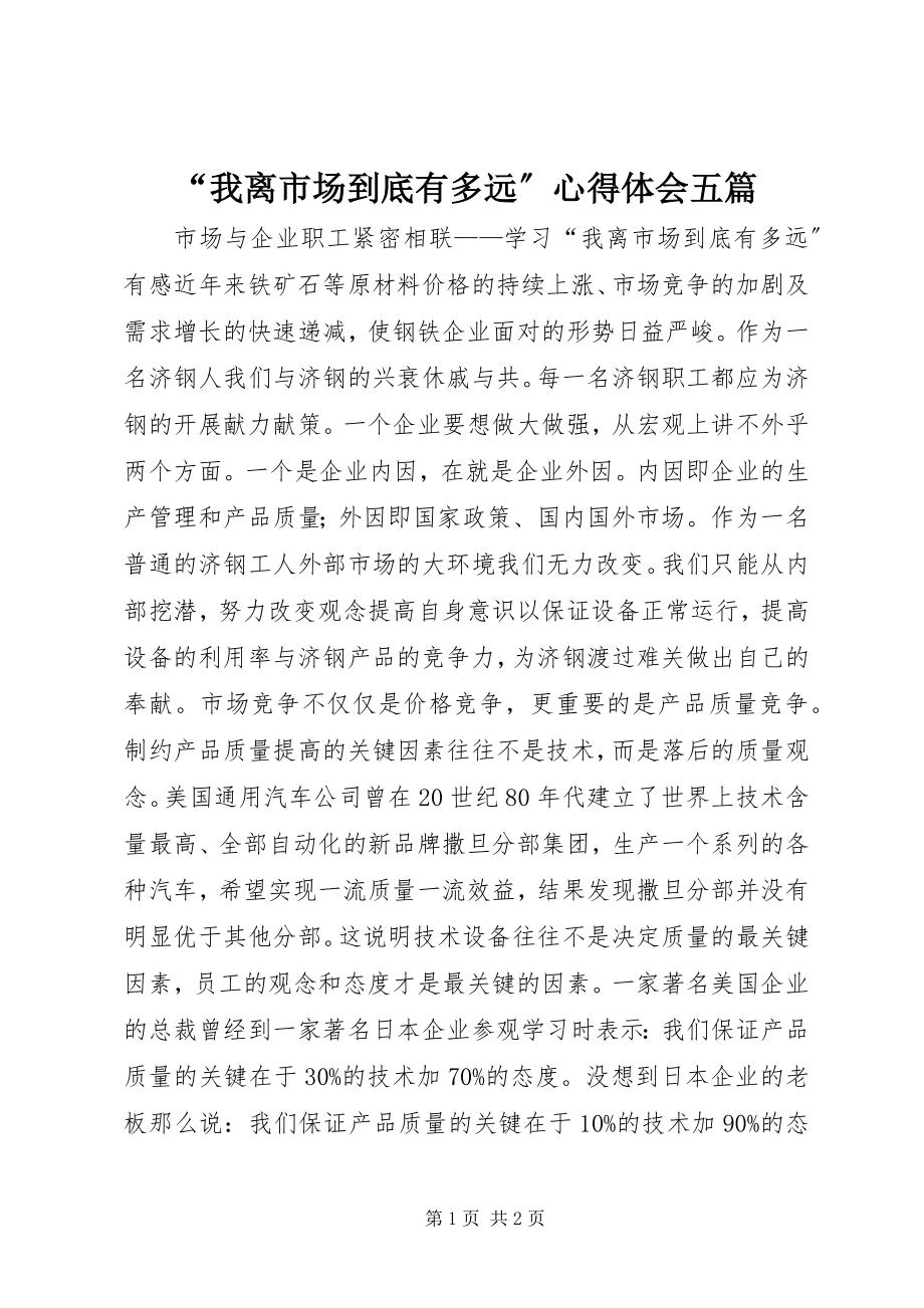 2023年我离市场到底有多远心得体会五篇.docx_第1页