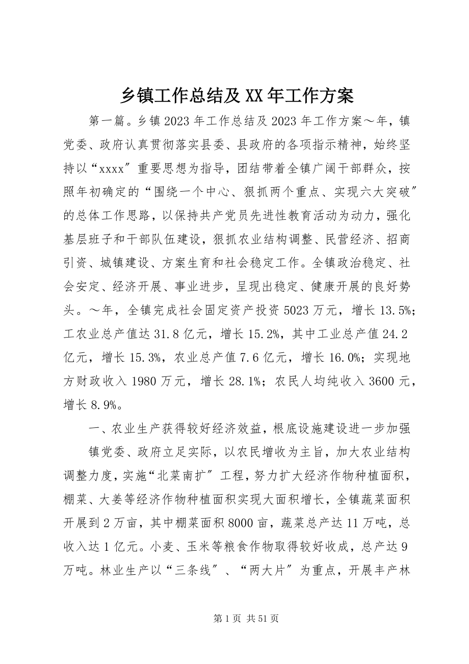 2023年乡镇工作总结及工作计划3.docx_第1页