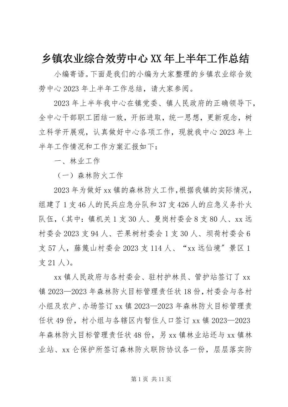 2023年乡镇农业综合服务中心上半年工作总结.docx_第1页