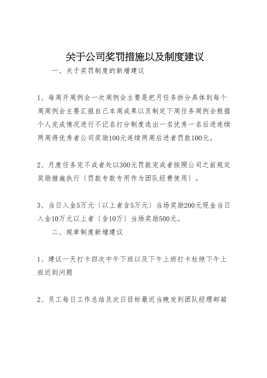 2023年关于公司奖罚措施以及制度建议.doc_第1页