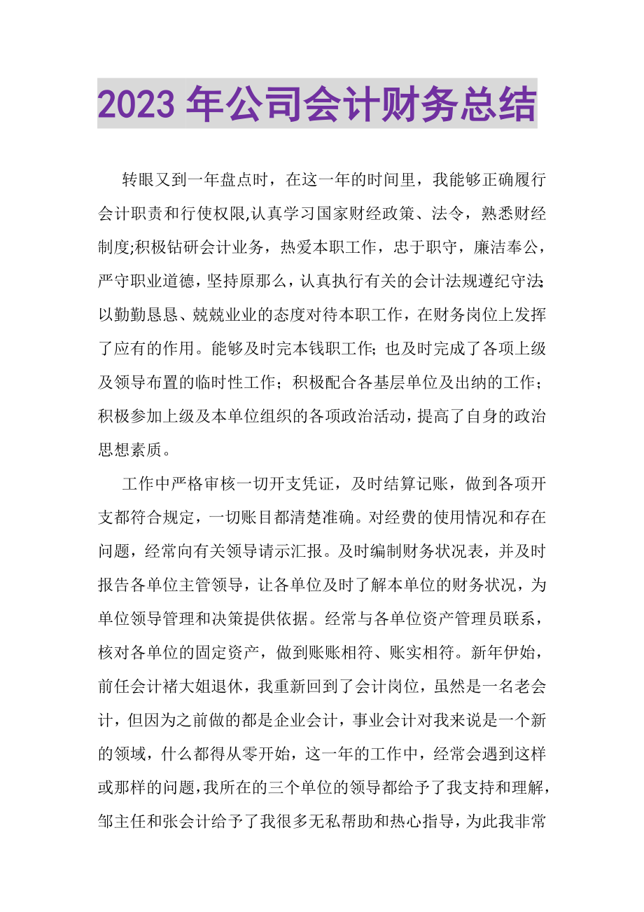 2023年公司会计财务总结.doc_第1页