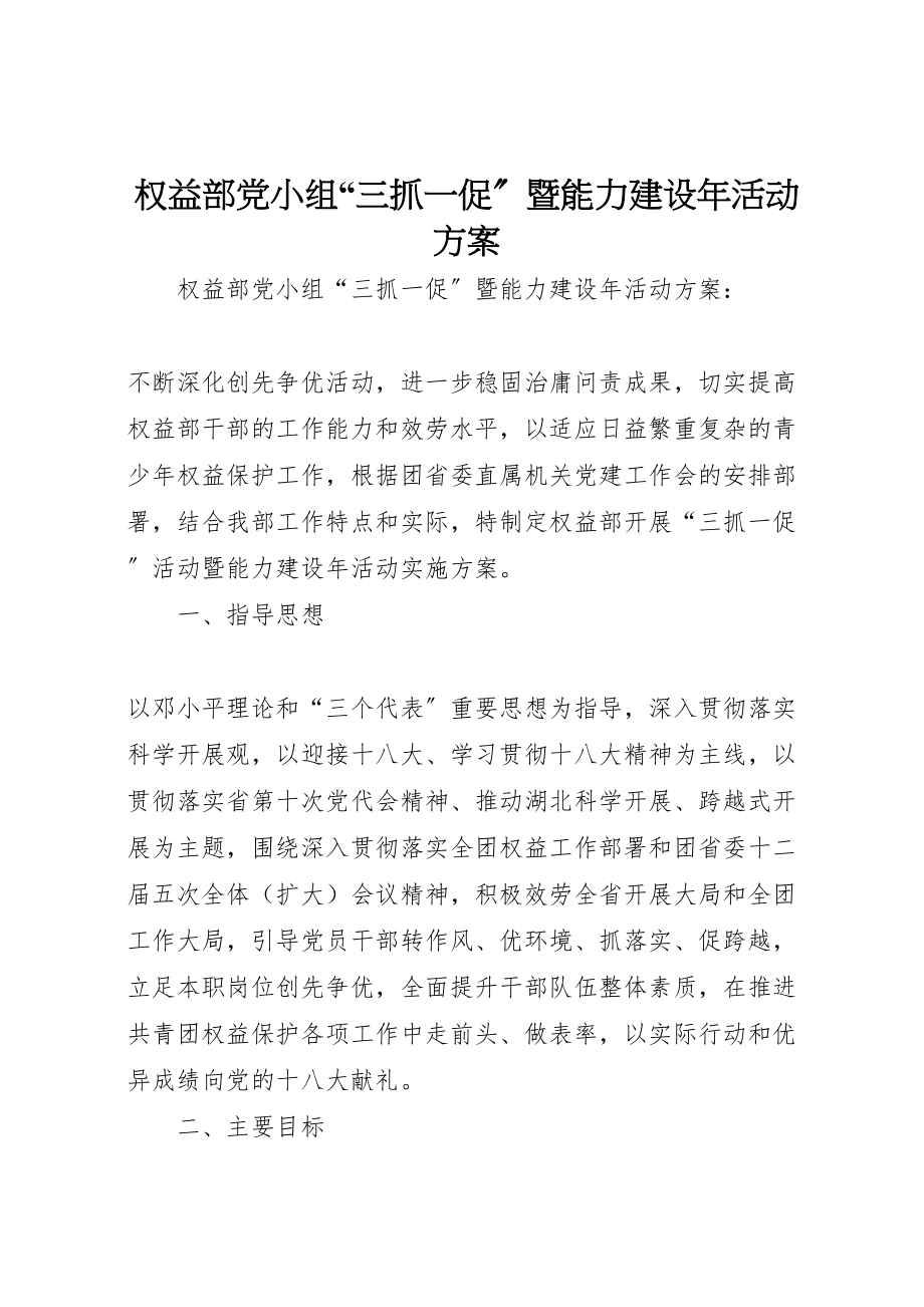 2023年权益部党小组三抓一促暨能力建设活动方案 .doc_第1页