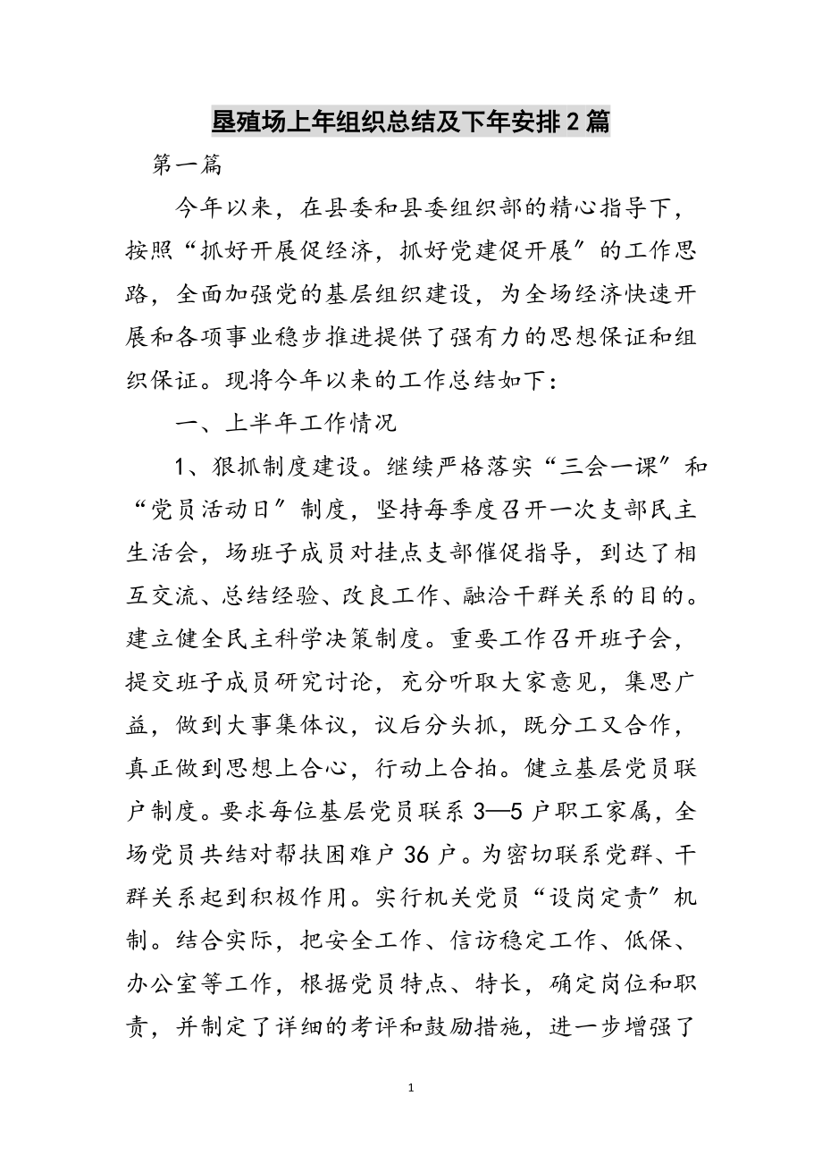 2023年垦殖场上年组织总结及下年安排2篇范文.doc_第1页