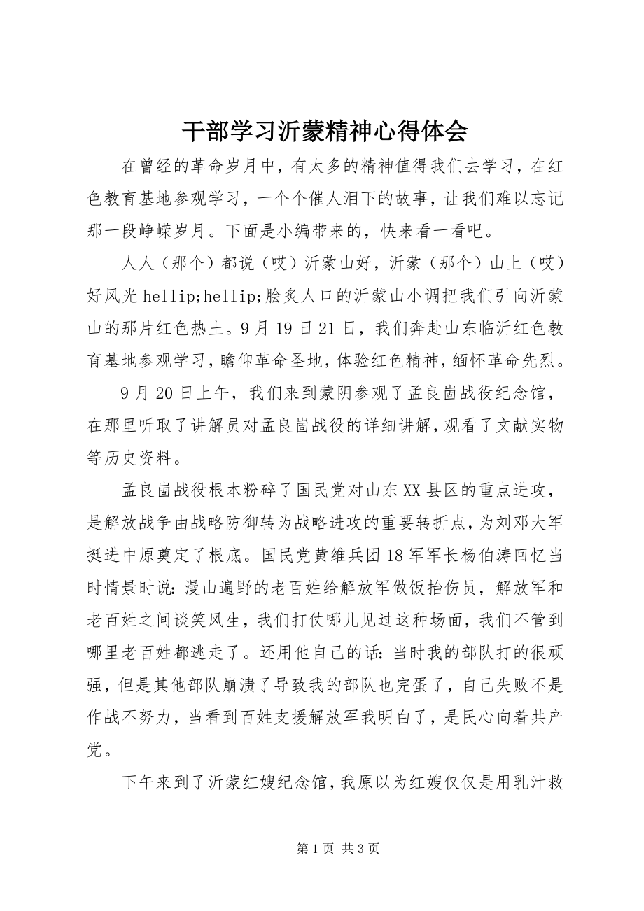 2023年干部学习沂蒙精神心得体会.docx_第1页