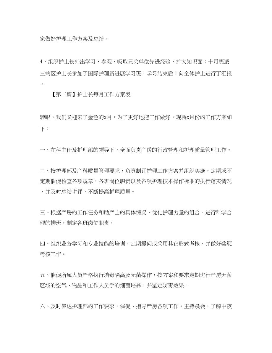 2023年护士长每月工作计划表三篇.docx_第2页