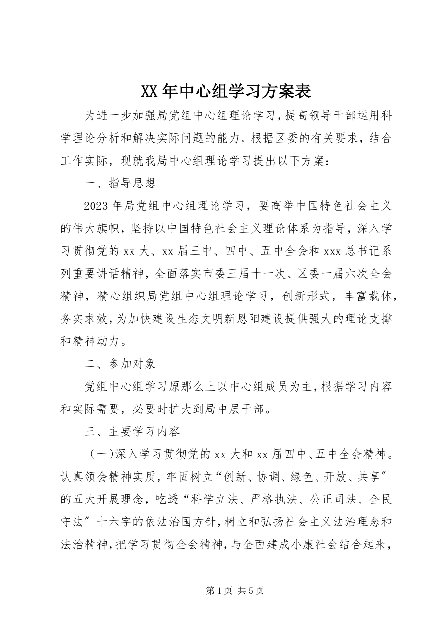 2023年中心组学习计划表.docx_第1页