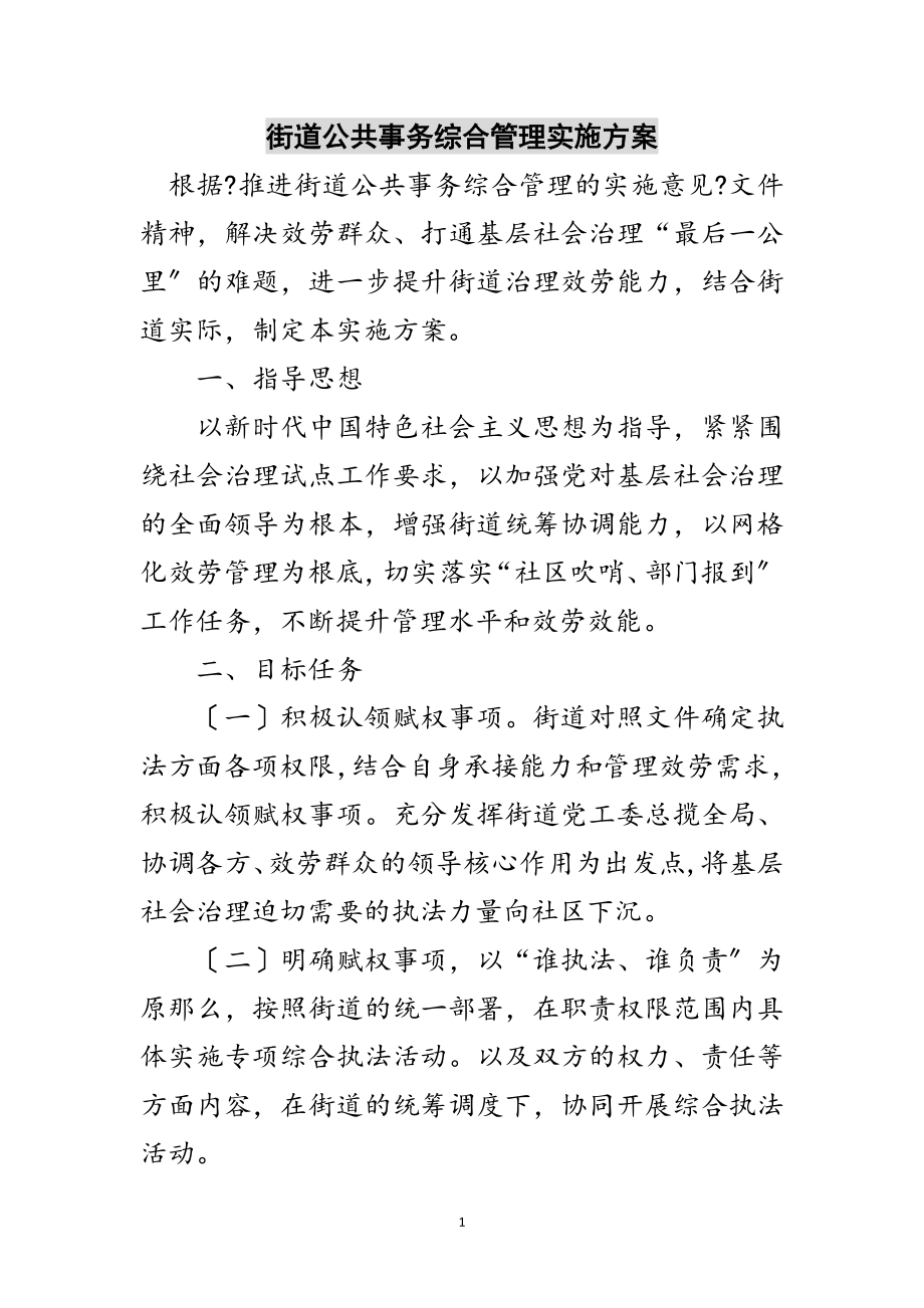 2023年街道公共事务综合管理实施方案范文.doc_第1页