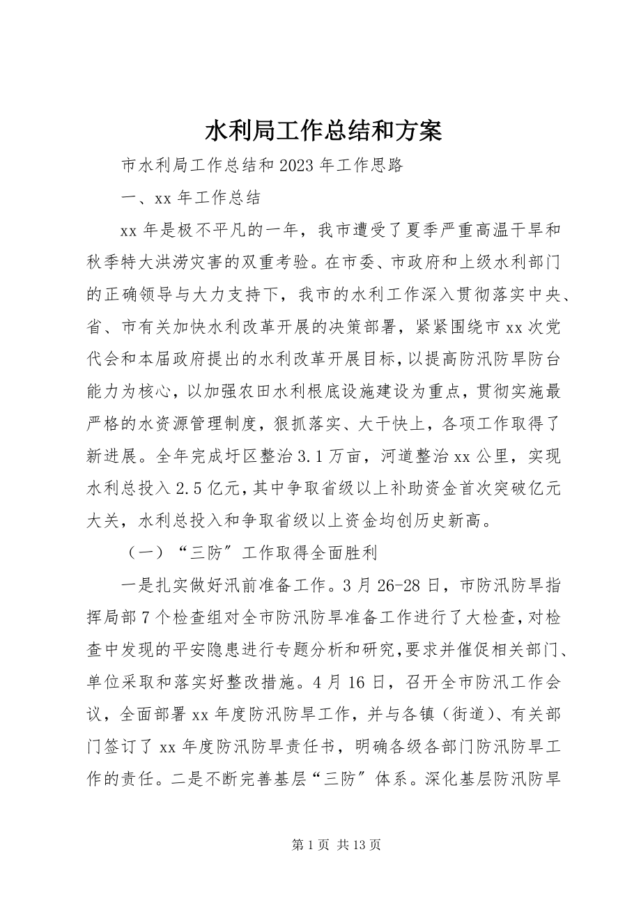 2023年水利局工作总结和计划.docx_第1页