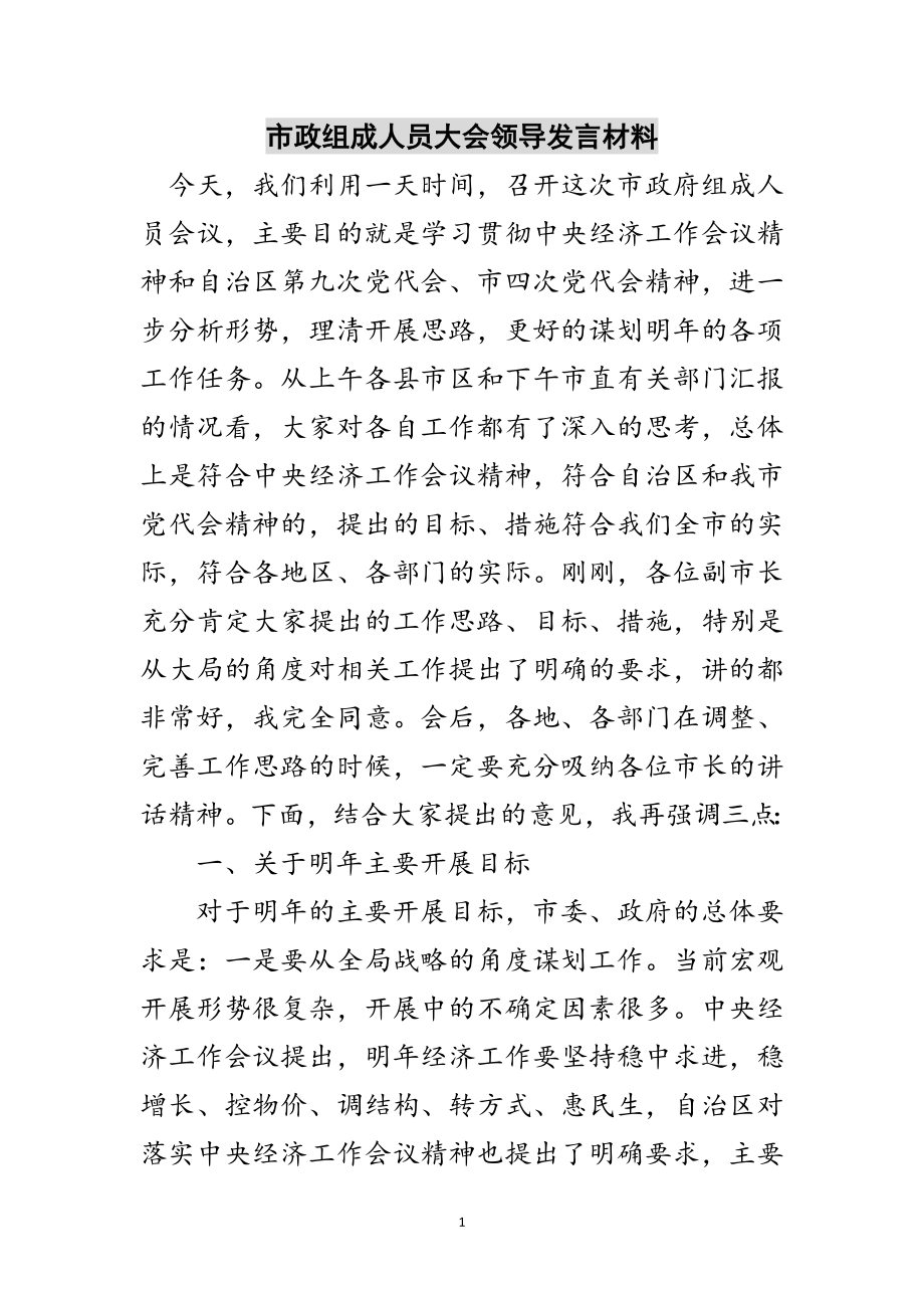 2023年市政组成人员大会领导发言材料范文.doc_第1页