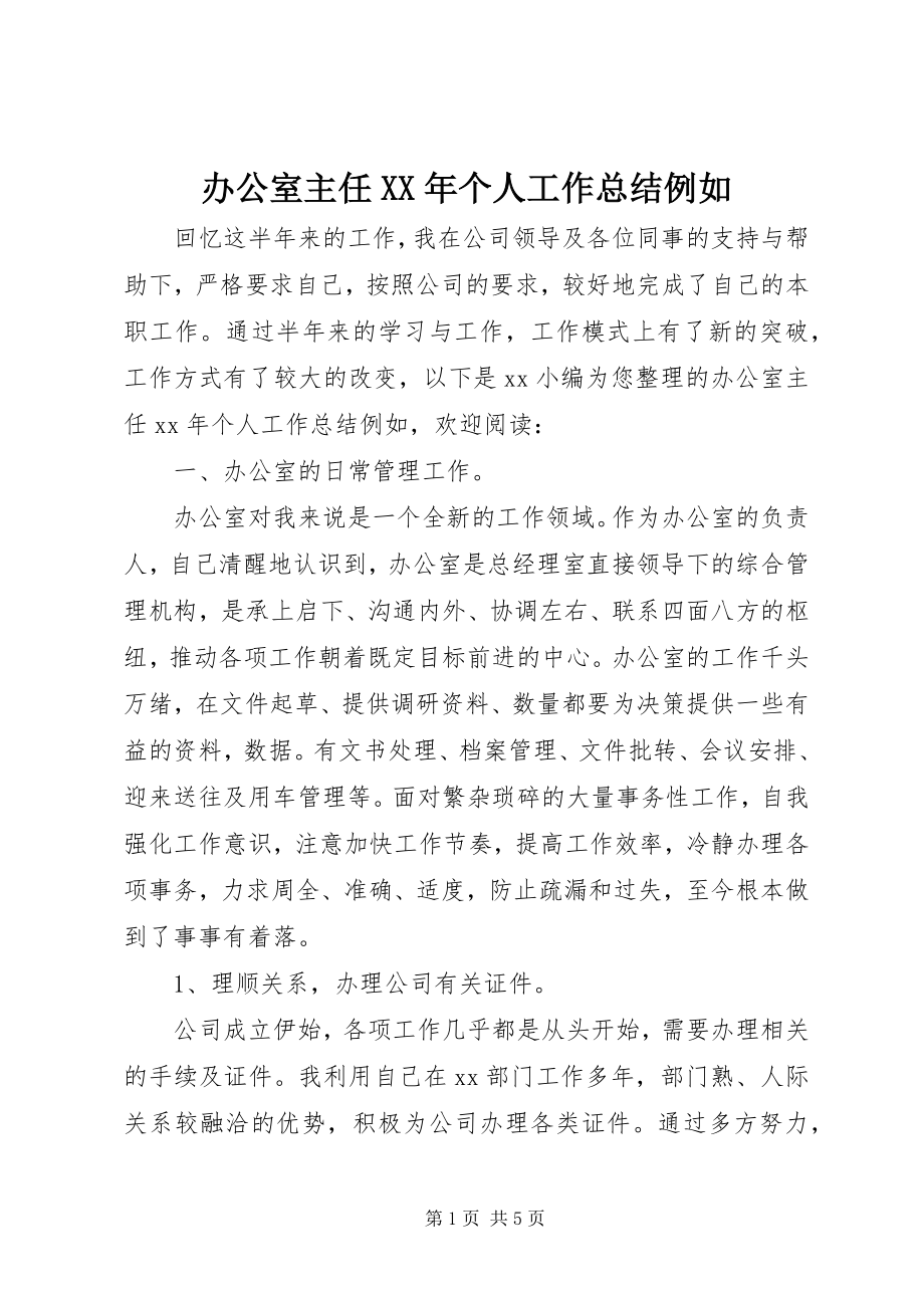 2023年办公室主任个人工作总结示例新编.docx_第1页