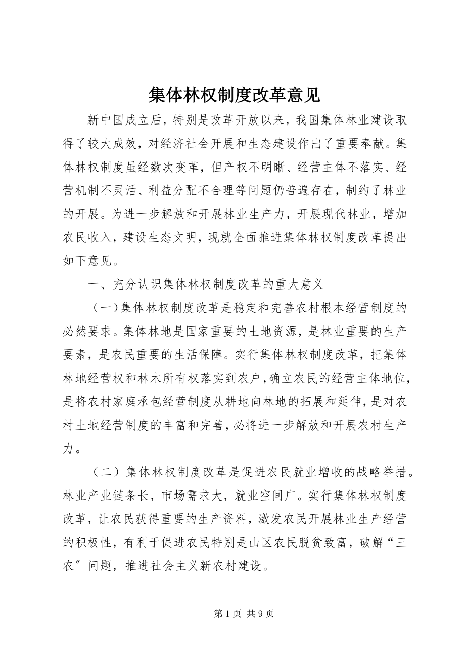 2023年集体林权制度改革意见.docx_第1页