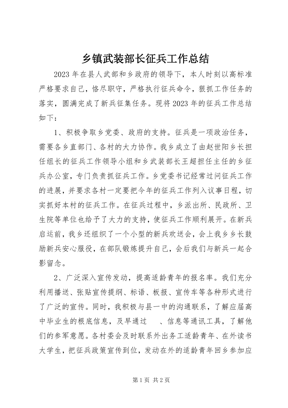 2023年乡镇武装部长征兵工作总结.docx_第1页