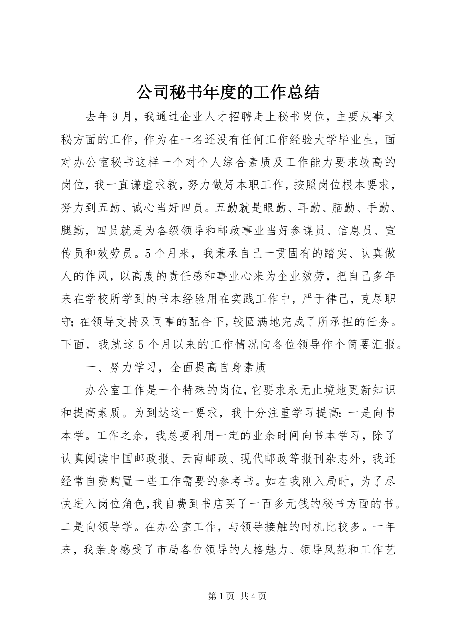 2023年公司秘书年度的工作总结.docx_第1页