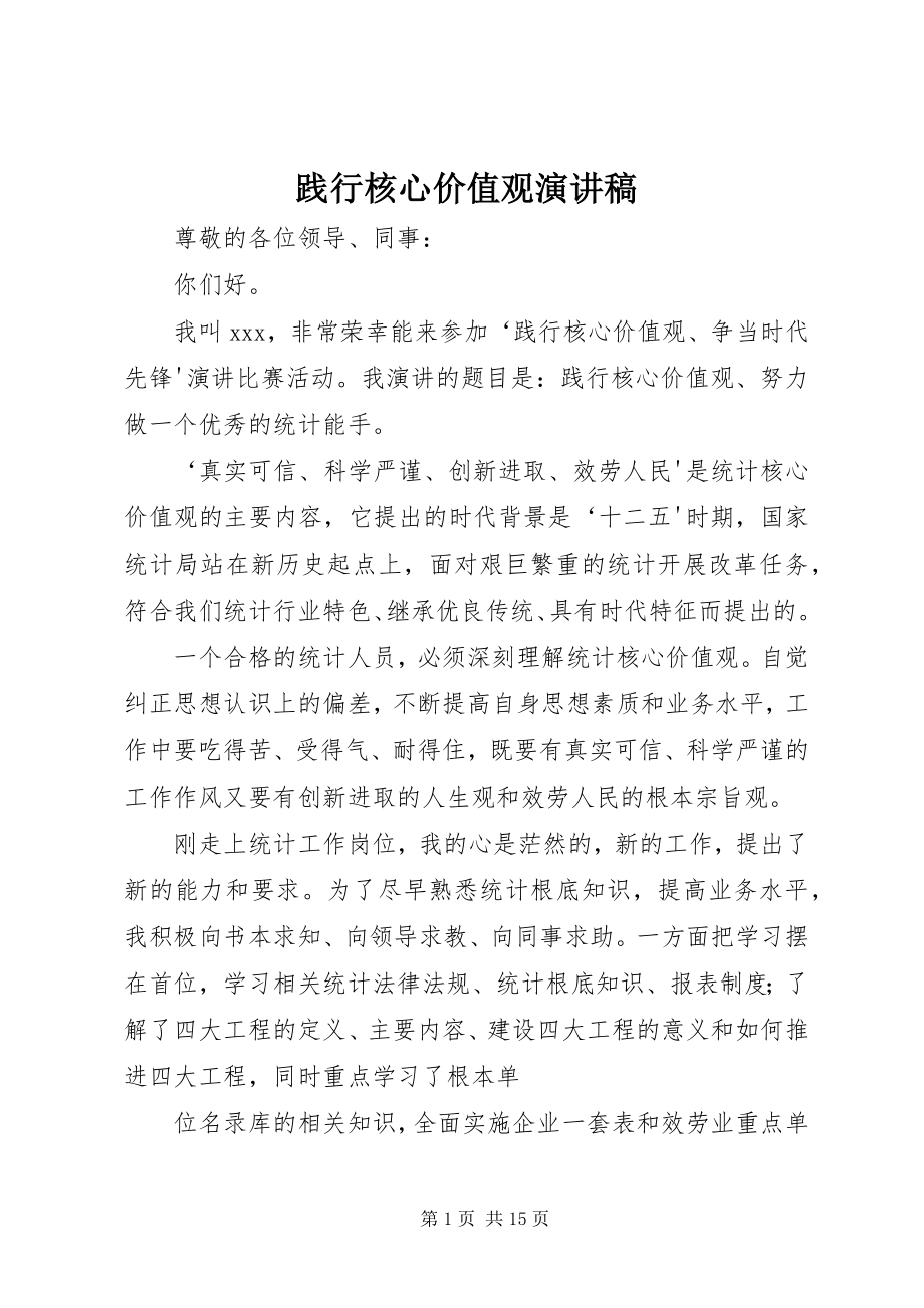 2023年践行核心价值观演讲稿.docx_第1页