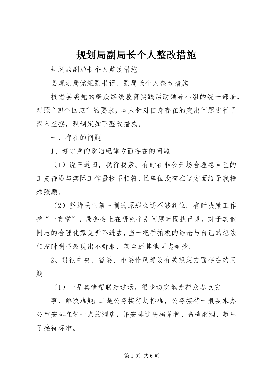 2023年规划局副局长个人整改措施.docx_第1页