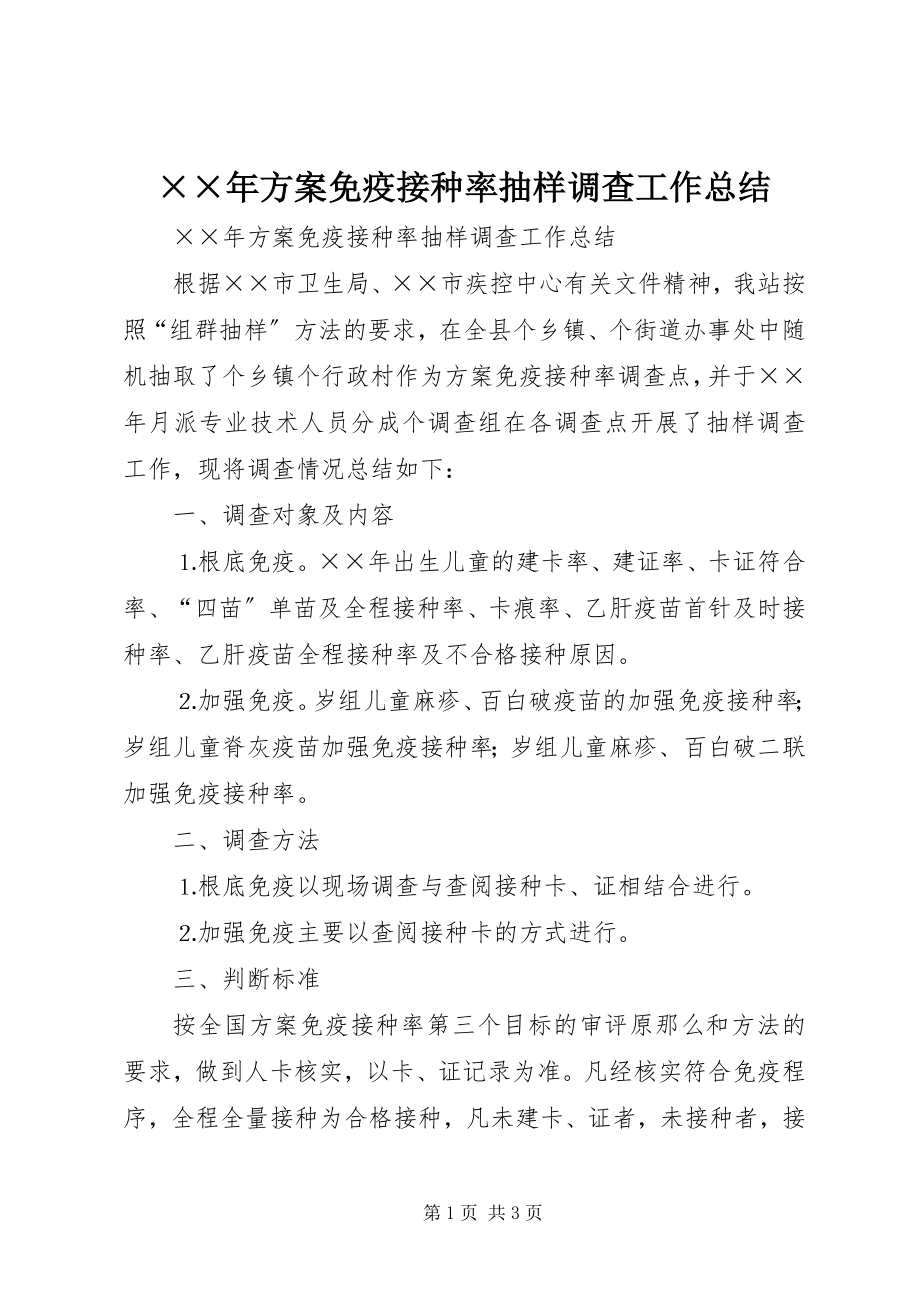 2023年计划免疫接种率抽样调查工作总结.docx_第1页