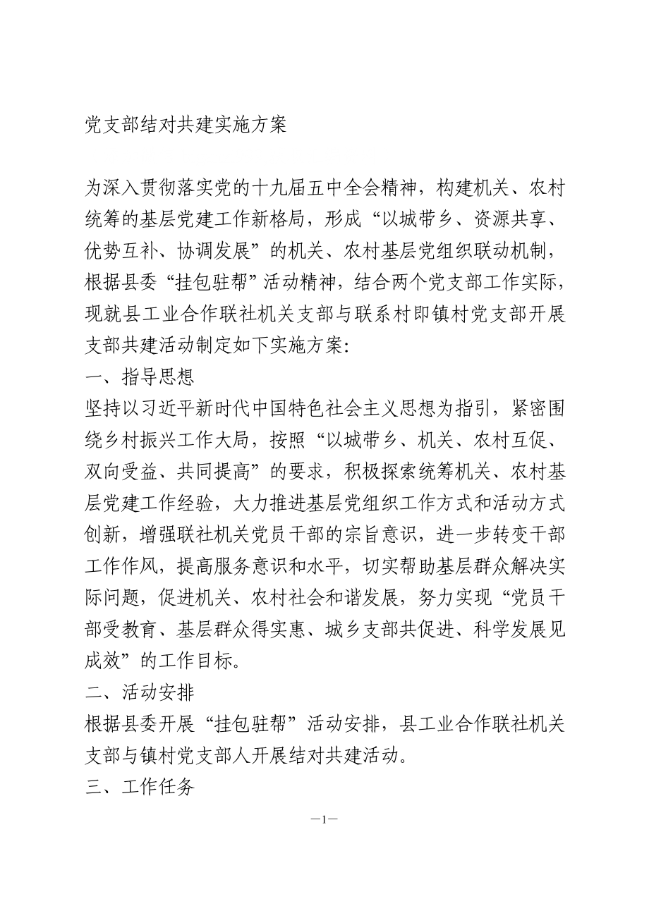 党支部结对共建实施方案.doc_第1页