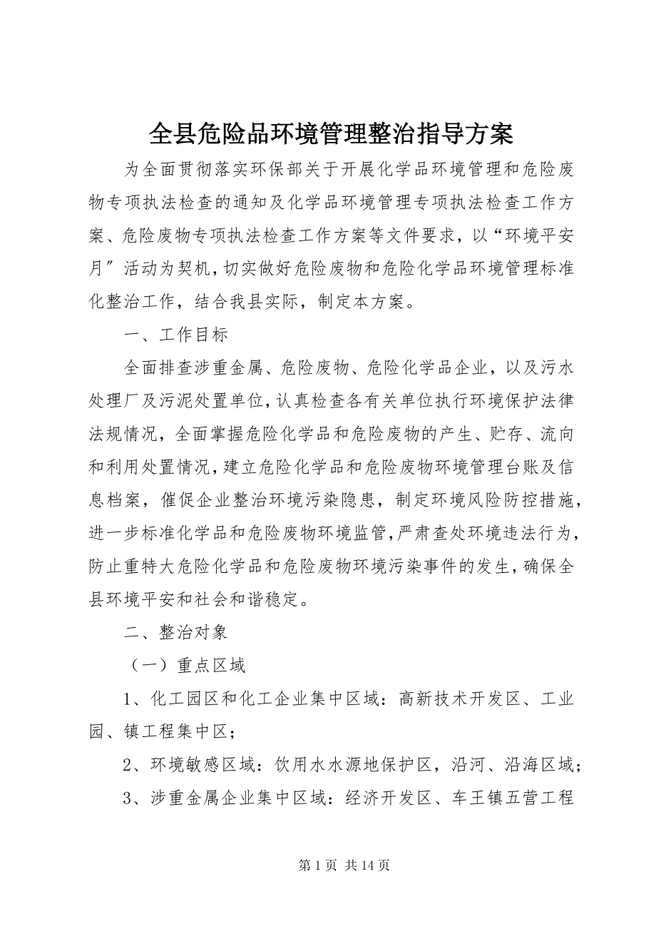 2023年全县危险品环境管理整治指导方案.docx_第1页