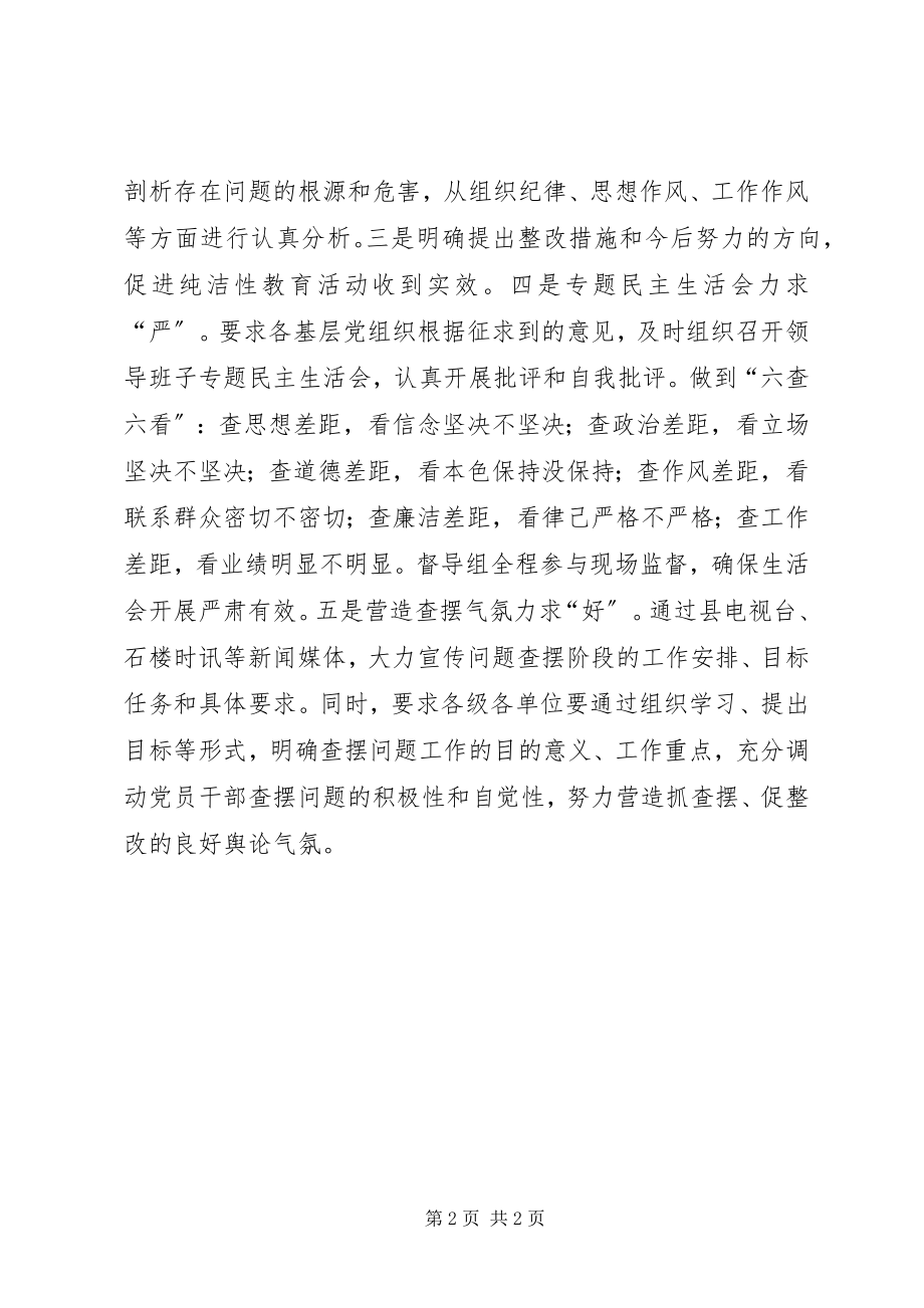 2023年开展纯洁性活动问题查摆阶段工作经验谈.docx_第2页