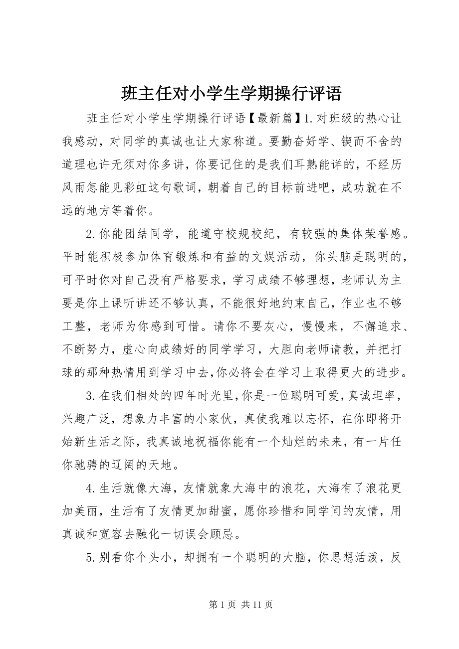 2023年班主任对小学生学期操行评语新编.docx_第1页