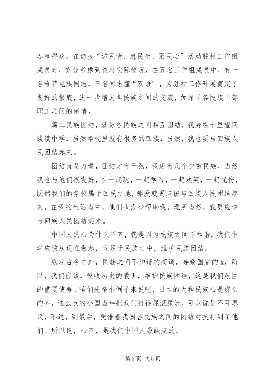 2023年民族团结一家亲心得体会大全民族团结一家亲心得体会.docx_第3页