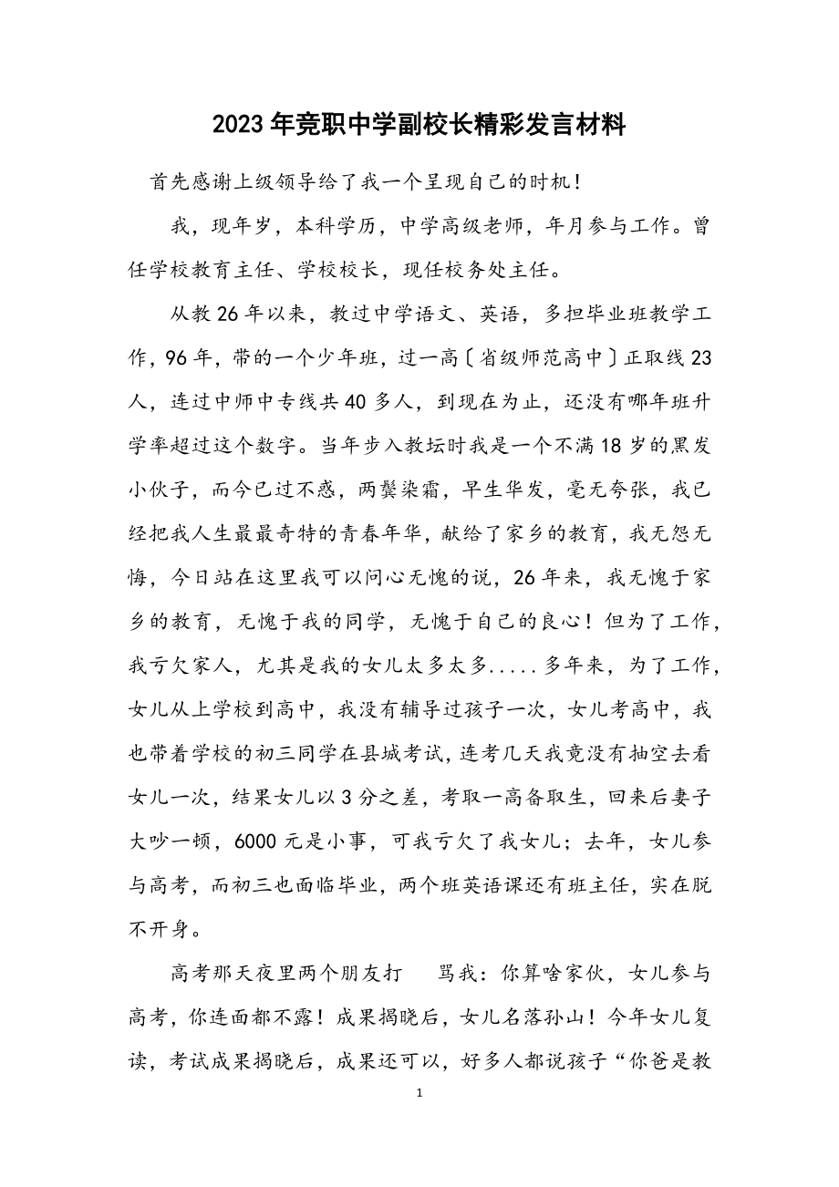 2023年竞职中学副校长精彩发言材料.docx_第1页