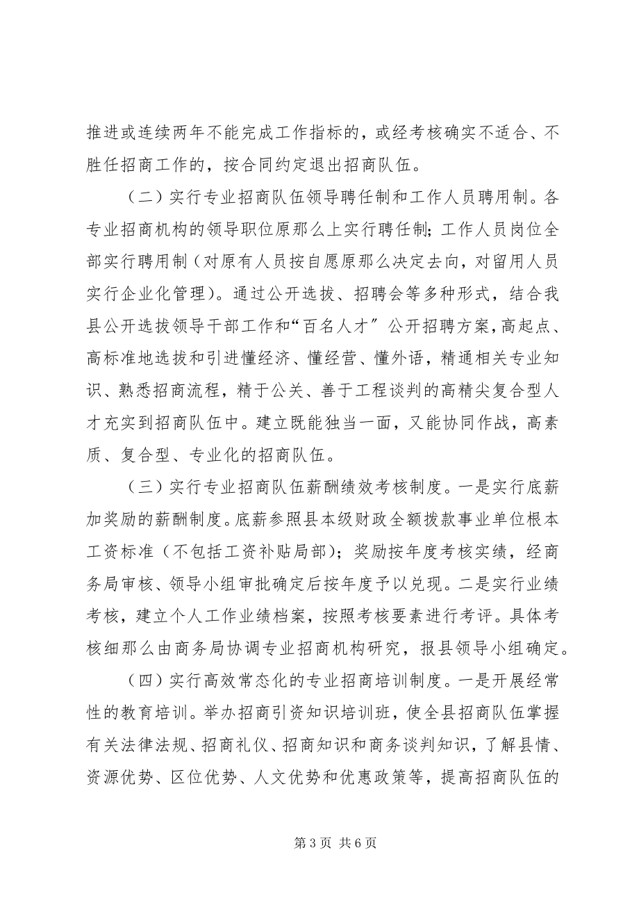 2023年加强专业招商队伍建设的意见.docx_第3页