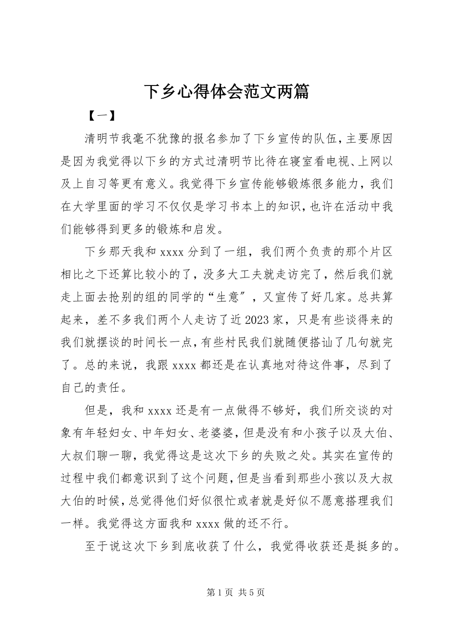 2023年下乡心得体会两篇.docx_第1页