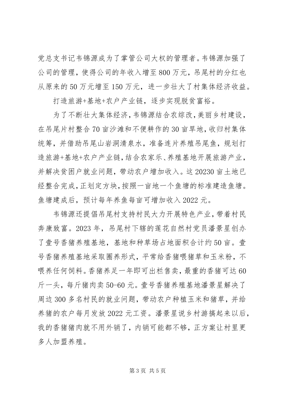 2023年优秀村支书典型材料经验材料脱贫致富道路上的领头雁.docx_第3页