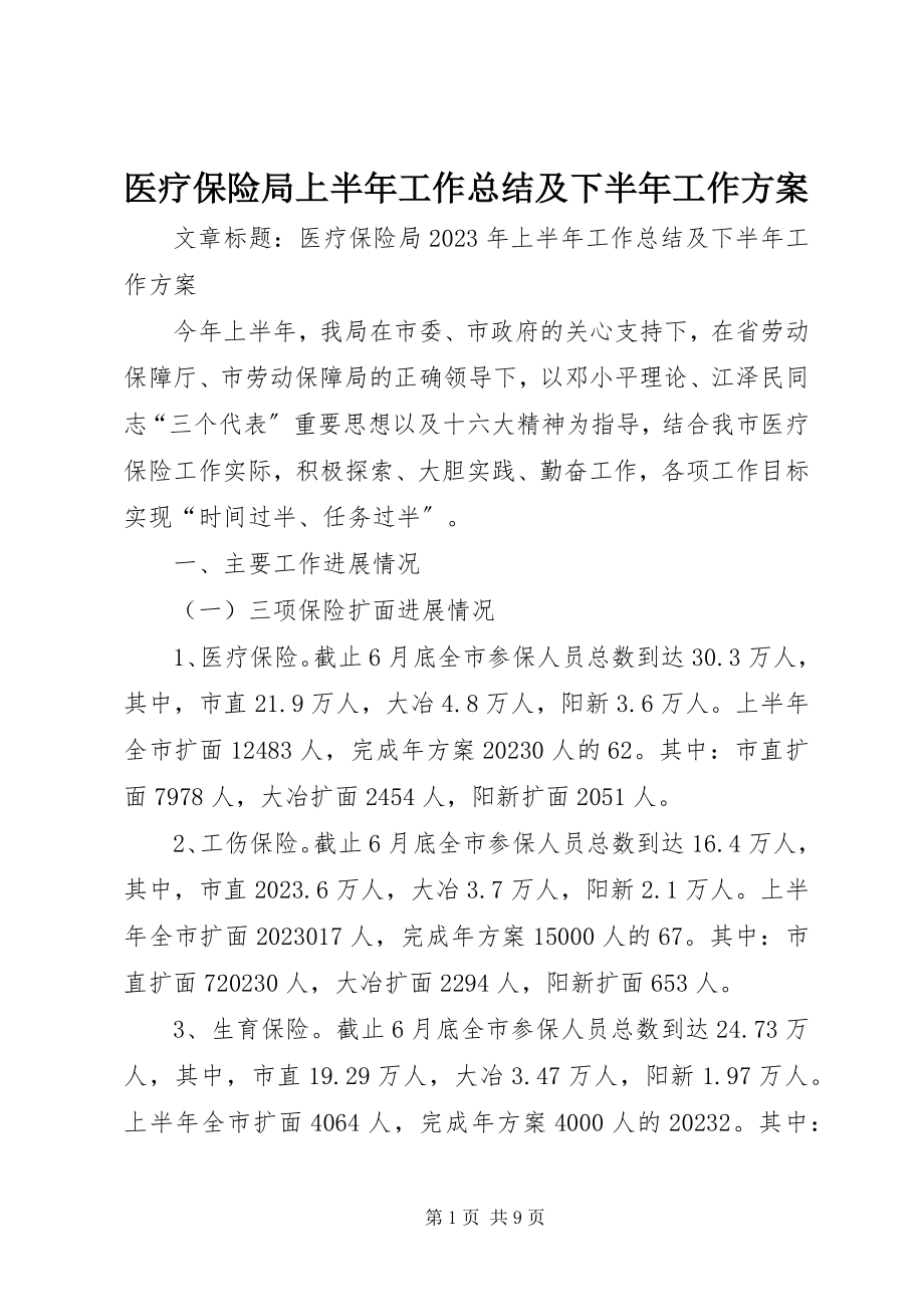 2023年医疗保险局上半年工作总结及下半年工作计划.docx_第1页