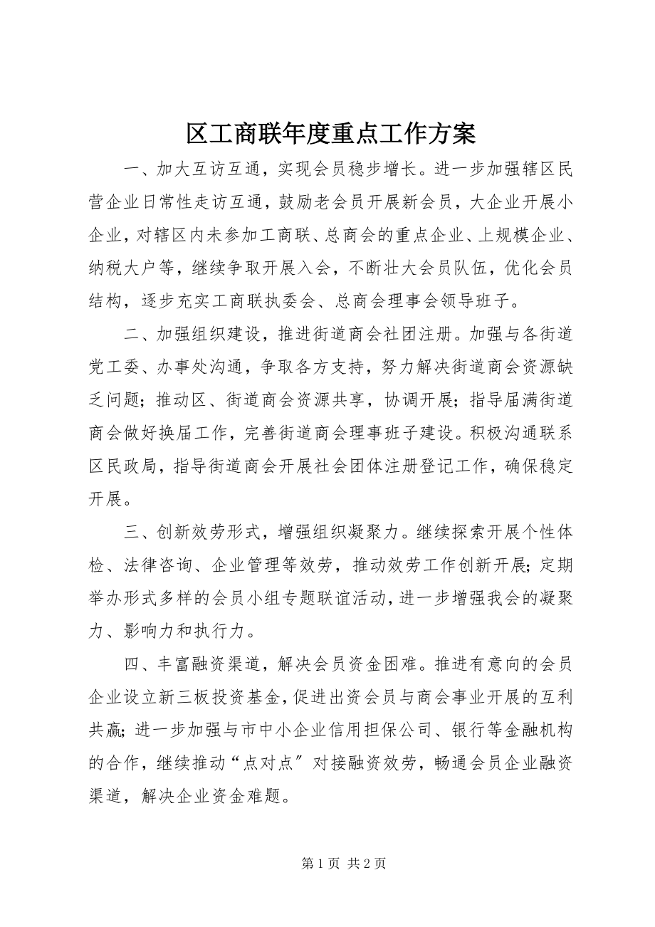 2023年区工商联年度重点工作计划.docx_第1页