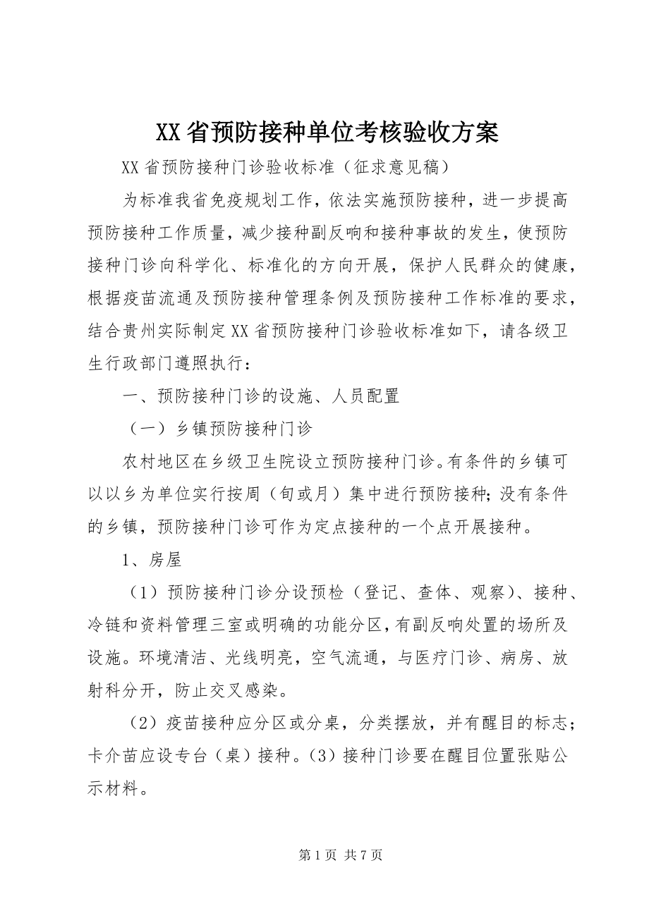 2023年XX省预防接种单位考核验收方案.docx_第1页