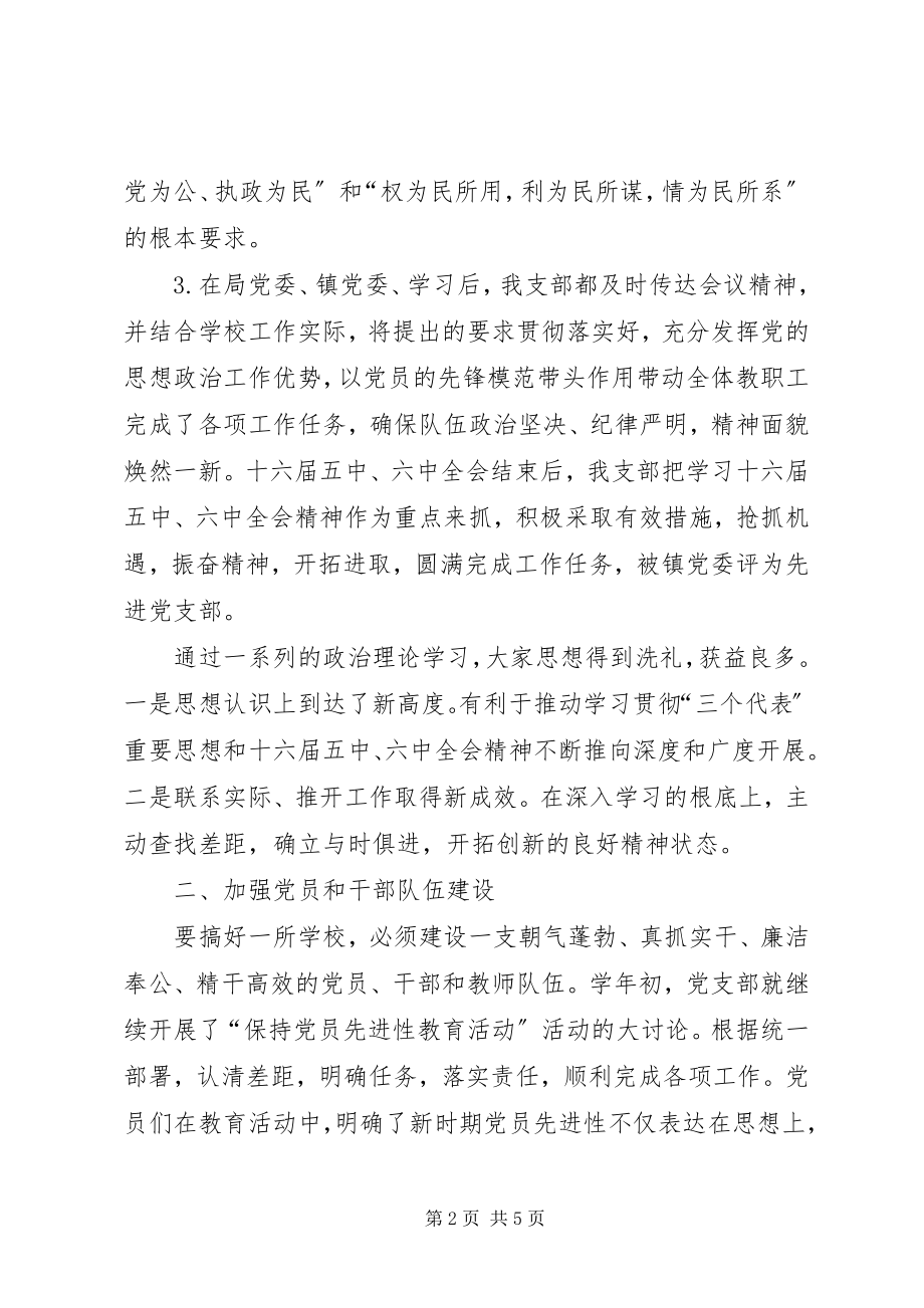 2023年学校党支部度工作总结.docx_第2页