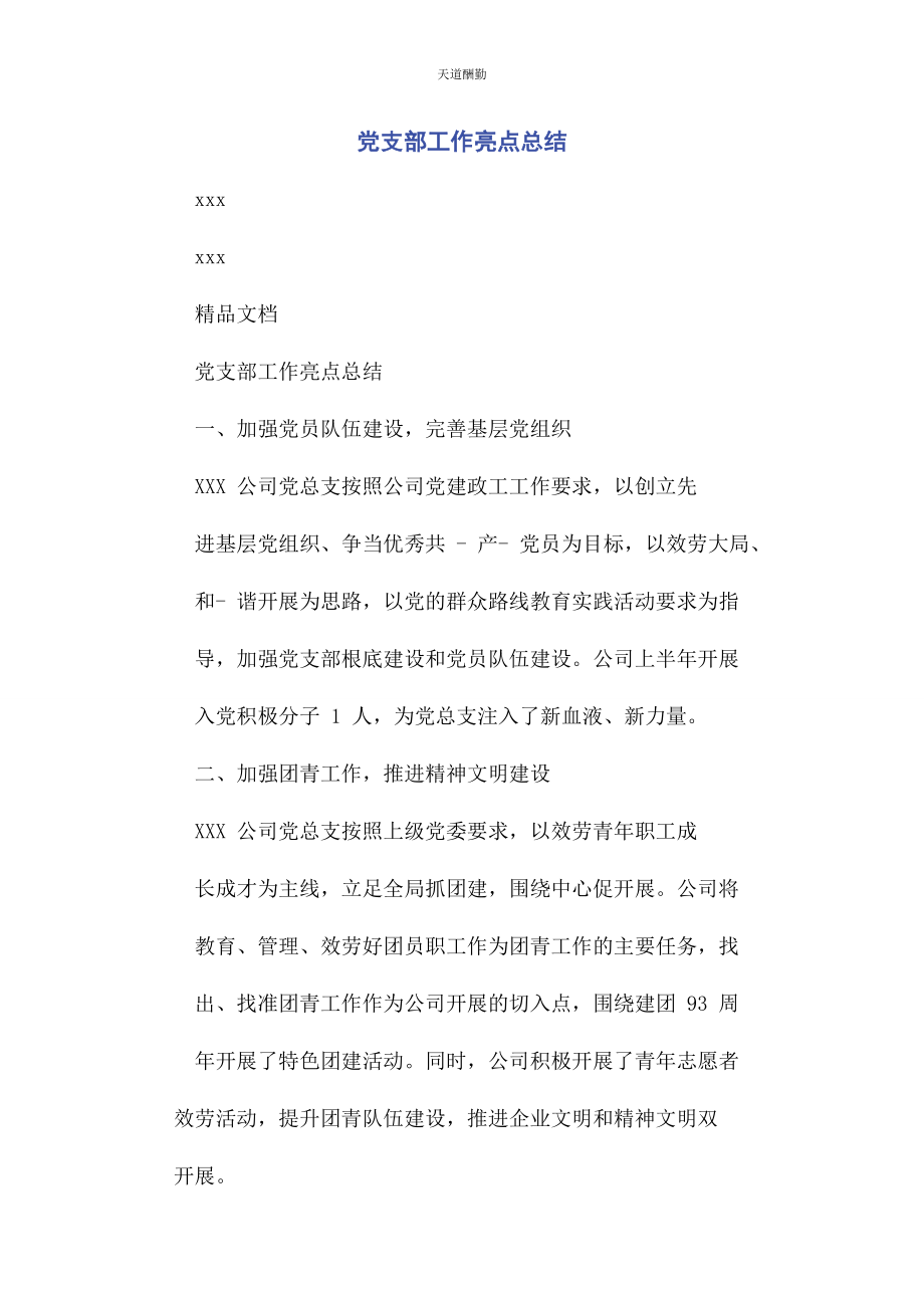 2023年党支部工作亮点总结.docx_第1页