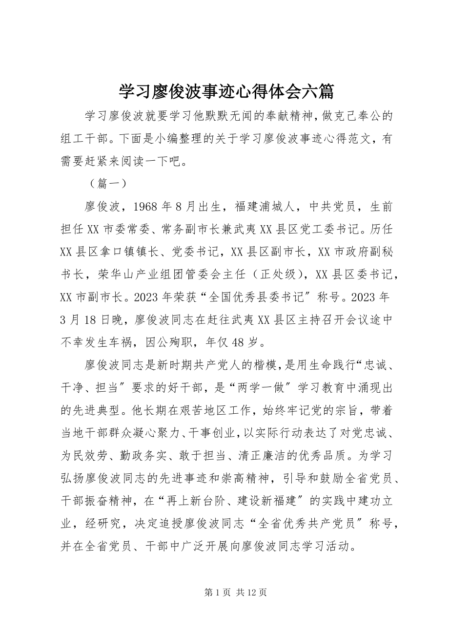 2023年学习廖俊波事迹心得体会六篇.docx_第1页