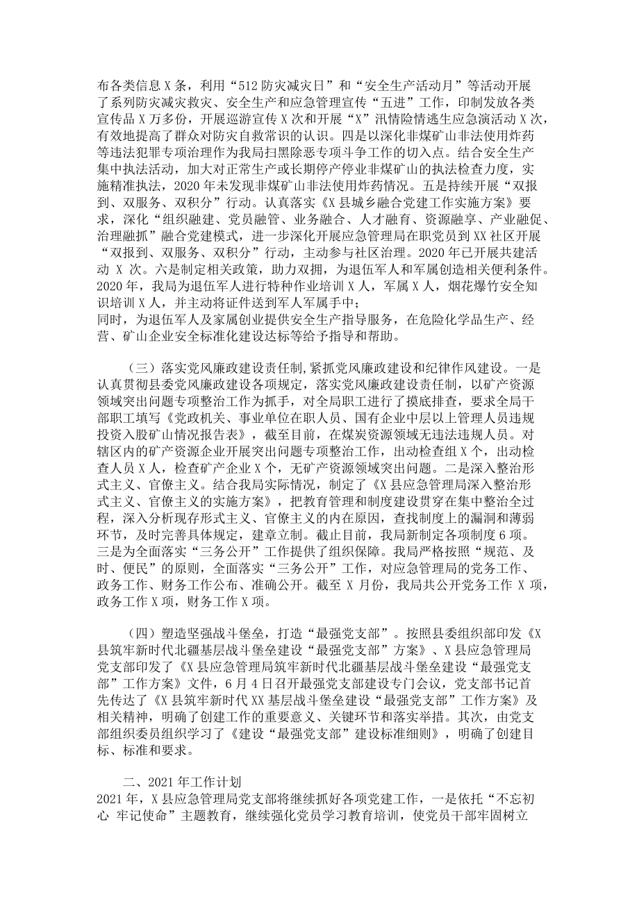 2023年X县应急管理局党组党建工作总结和工作计划.doc_第2页