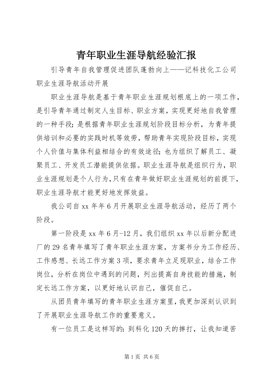 2023年青年职业生涯导航经验汇报.docx_第1页