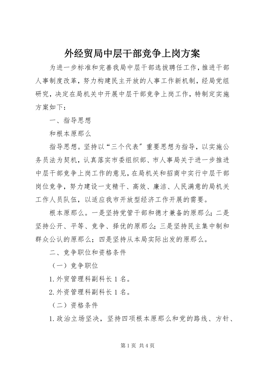 2023年外经贸局中层干部竞争上岗方案.docx_第1页