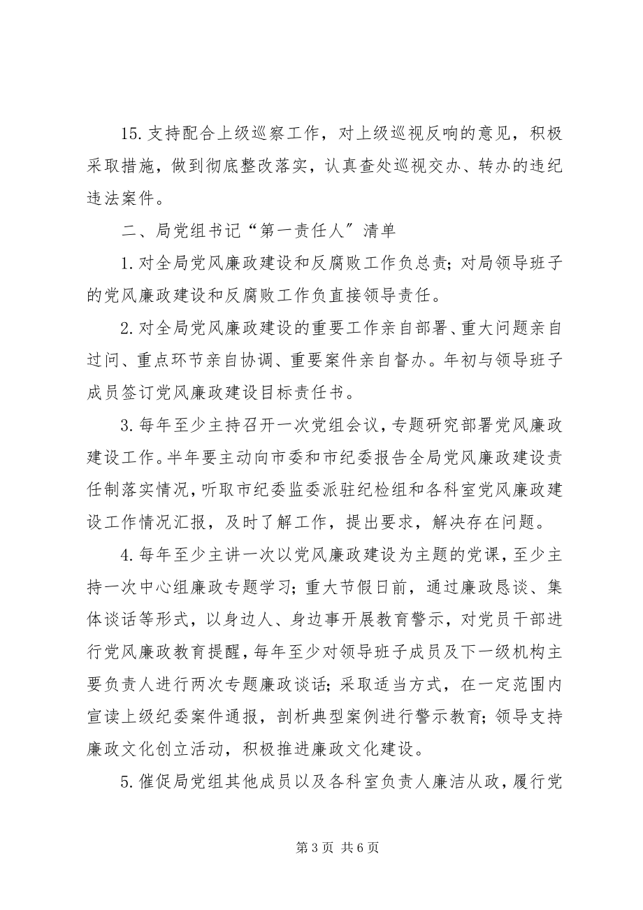 2023年安监局党风廉政建设党组主体责任清单新编.docx_第3页