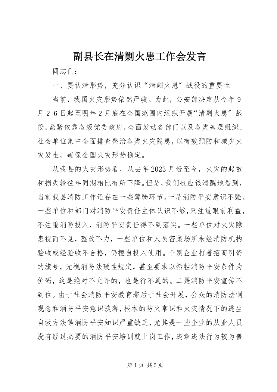 2023年副县长在清剿火患工作会讲话.docx_第1页