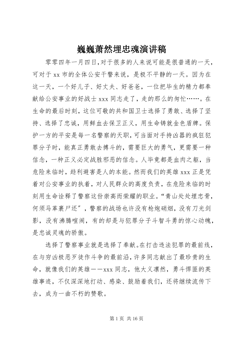 2023年巍巍萧然埋忠魂演讲稿.docx_第1页