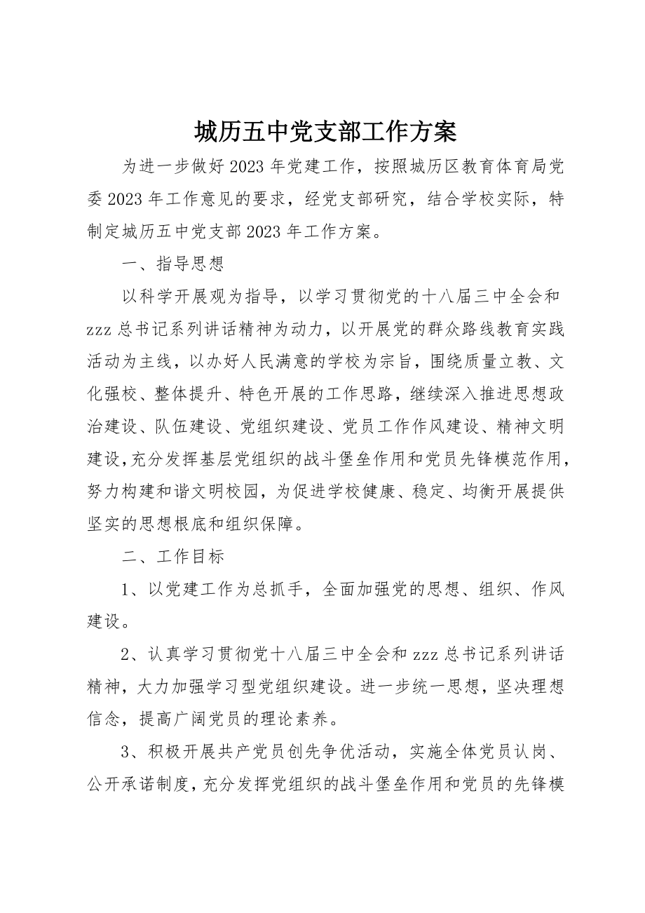 2023年城历五中党支部工作计划.docx_第1页